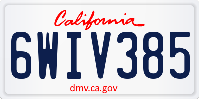 CA license plate 6WIV385