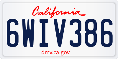 CA license plate 6WIV386