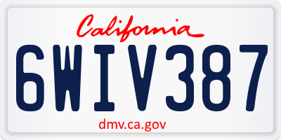 CA license plate 6WIV387