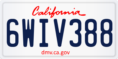 CA license plate 6WIV388