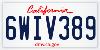 CA license plate 6WIV389
