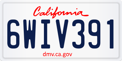 CA license plate 6WIV391