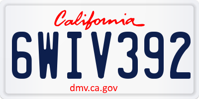 CA license plate 6WIV392