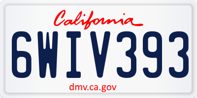 CA license plate 6WIV393
