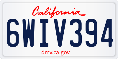 CA license plate 6WIV394