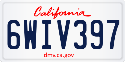 CA license plate 6WIV397