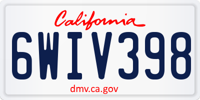 CA license plate 6WIV398