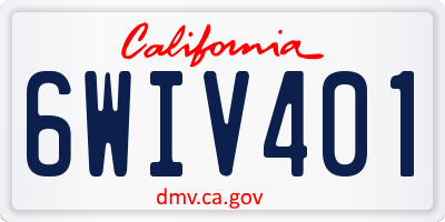 CA license plate 6WIV401