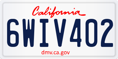 CA license plate 6WIV402
