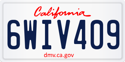 CA license plate 6WIV409