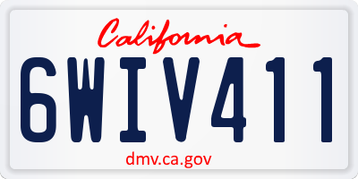 CA license plate 6WIV411