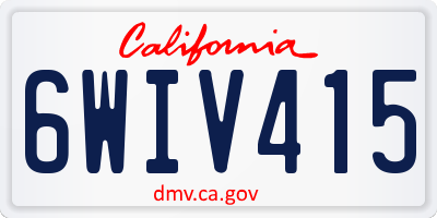 CA license plate 6WIV415