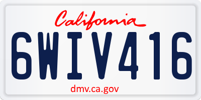CA license plate 6WIV416