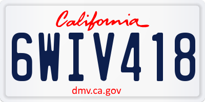 CA license plate 6WIV418