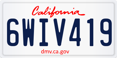 CA license plate 6WIV419