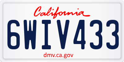 CA license plate 6WIV433