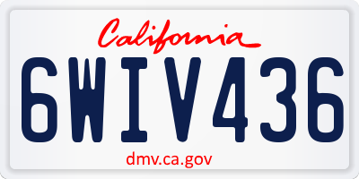 CA license plate 6WIV436