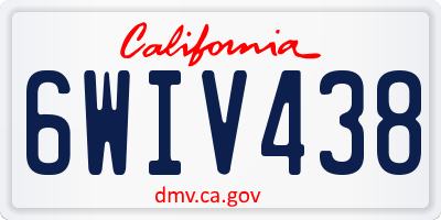 CA license plate 6WIV438