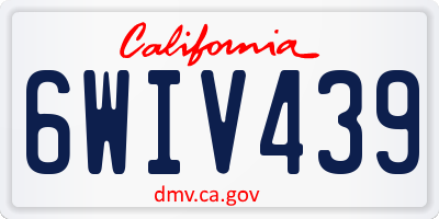 CA license plate 6WIV439