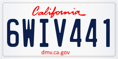 CA license plate 6WIV441