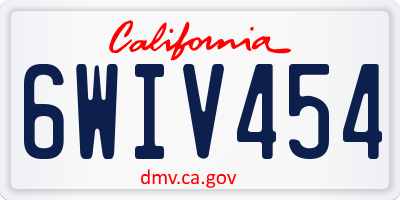 CA license plate 6WIV454