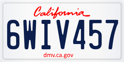 CA license plate 6WIV457