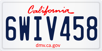 CA license plate 6WIV458