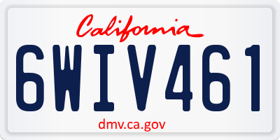 CA license plate 6WIV461