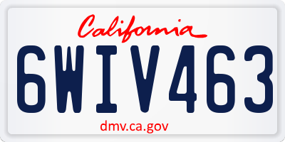 CA license plate 6WIV463