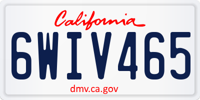 CA license plate 6WIV465