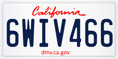 CA license plate 6WIV466