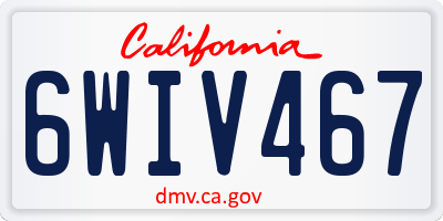 CA license plate 6WIV467