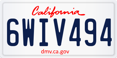 CA license plate 6WIV494