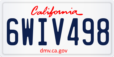 CA license plate 6WIV498