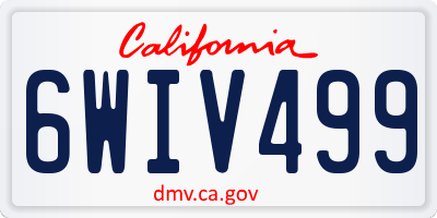 CA license plate 6WIV499