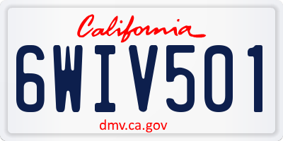 CA license plate 6WIV501