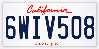 CA license plate 6WIV508