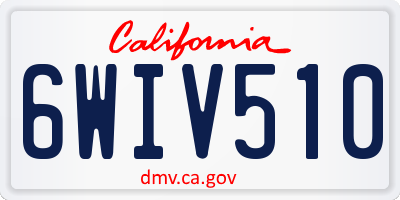 CA license plate 6WIV510