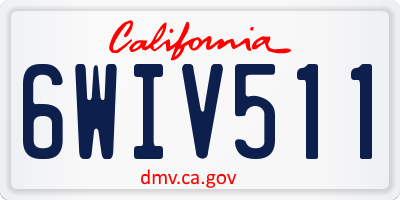 CA license plate 6WIV511