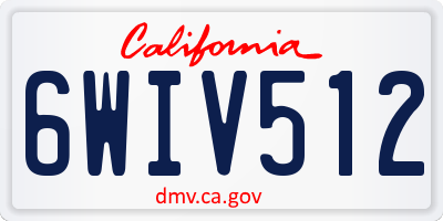 CA license plate 6WIV512