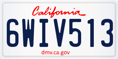 CA license plate 6WIV513