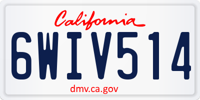CA license plate 6WIV514