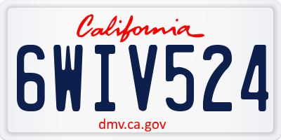 CA license plate 6WIV524