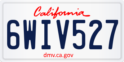 CA license plate 6WIV527