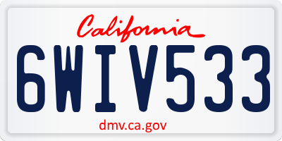 CA license plate 6WIV533