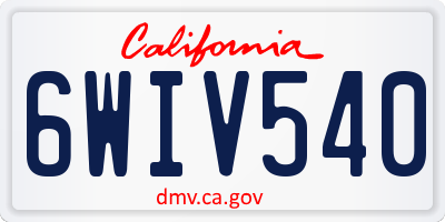 CA license plate 6WIV540
