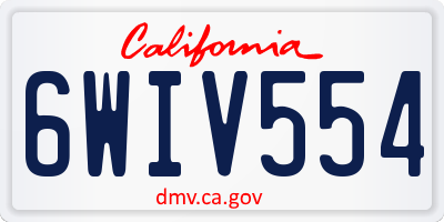 CA license plate 6WIV554