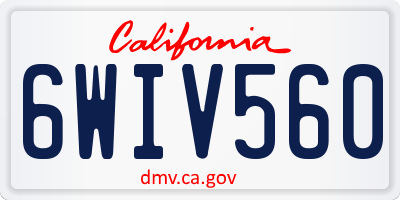CA license plate 6WIV560