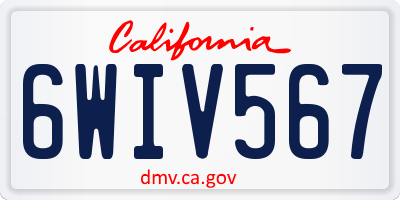 CA license plate 6WIV567