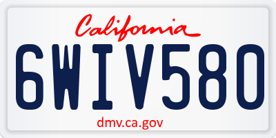 CA license plate 6WIV580
